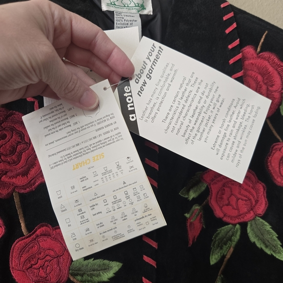 QUACKER FACTORY XS Black Leather Jacket Embroidered Biker Romantic Western NWT - Picture 12 of 14